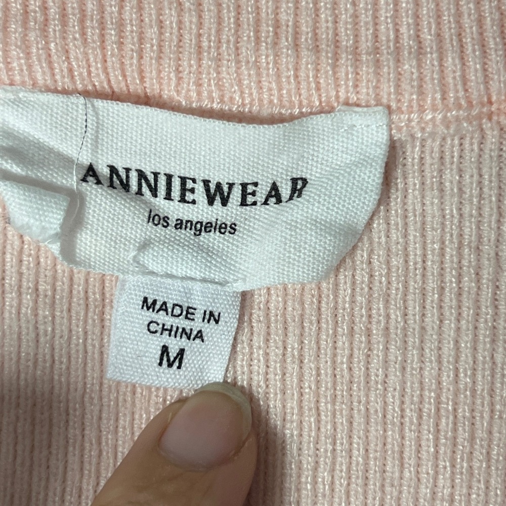 Anniewear Women's Pale Pink Ruffle Cottagecore Soft Chic Crewneck Sweater Medium - Picture 5 of 6